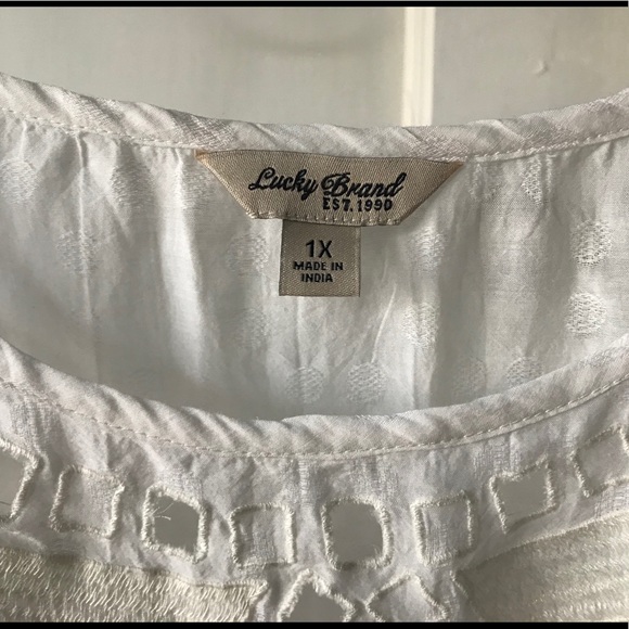 NWOT Lucky Brand Embroidered Eyelet Fringe Top - Picture 3 of 10